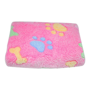Soft Coral Fleece Sleeping Dog Bed Blanket For Small Medium Large Dog Cat Bed Mat Cute Paw Printed Breathable Pet Kennel Blanket