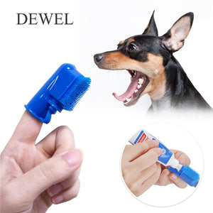Dewel Pet Finger Toothbrush Dog Brush Spill-proof Breath Pet Teeth Brush Cat Dog Teeth Cleaning honden Tools Supplies Bad Breath