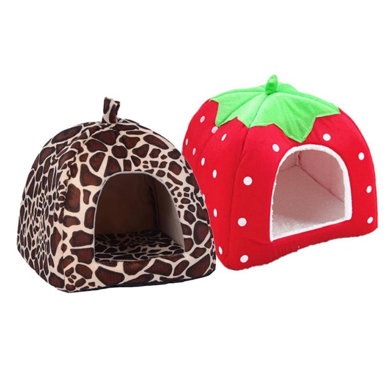 Soft Strawberry Pet Dog Cat House Kennel Foldable Doggy Winter Warm Cushion Basket Animal Tent Bed Dogs Pet Product