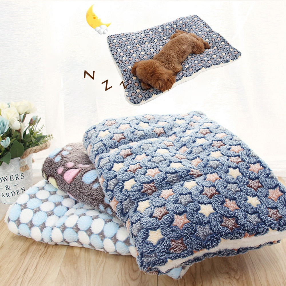Thickened Pet Bed Soft Fleece Pad Blanket Dogs Mat For Puppy Dog Cat Sofa Cushion Home Washable Rug Keep Warm S/M/L/XL/XXL/XXXL