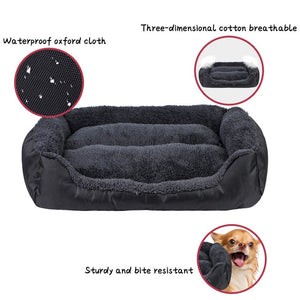 S-3XL Fleece Dog Bed Paw Pattren Waterproof Bottom Pet Sofa Mat Warm Dog Beds For Large Dogs Dropshipping