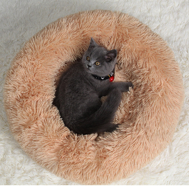 Super Soft Donut Dog Bed Washable Long Plush Dogs Cats Kennel Deep Sleep House Round Cushion Mats Sofa Basket Pet Supplies