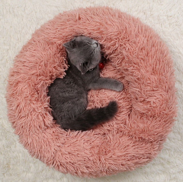 Super Soft Donut Dog Bed Washable Long Plush Dogs Cats Kennel Deep Sleep House Round Cushion Mats Sofa Basket Pet Supplies